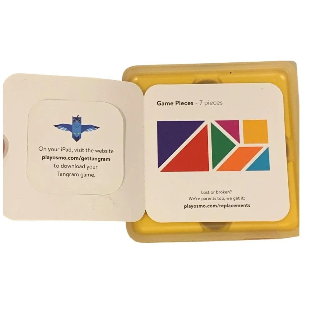 Osmo Tangram Replacement Pieces 7 Wooden Shapes & Yellow‎ Case NO BASE